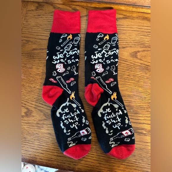 Black and Red Graphic Socks - Picture 1 of 2